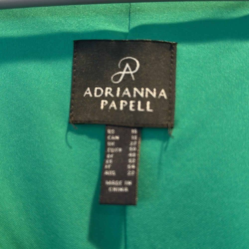 Adrianna Papell Jade Green Flowy Gauze Handkerchief Caftan Dress. Size 18 - Picture 5 of 5